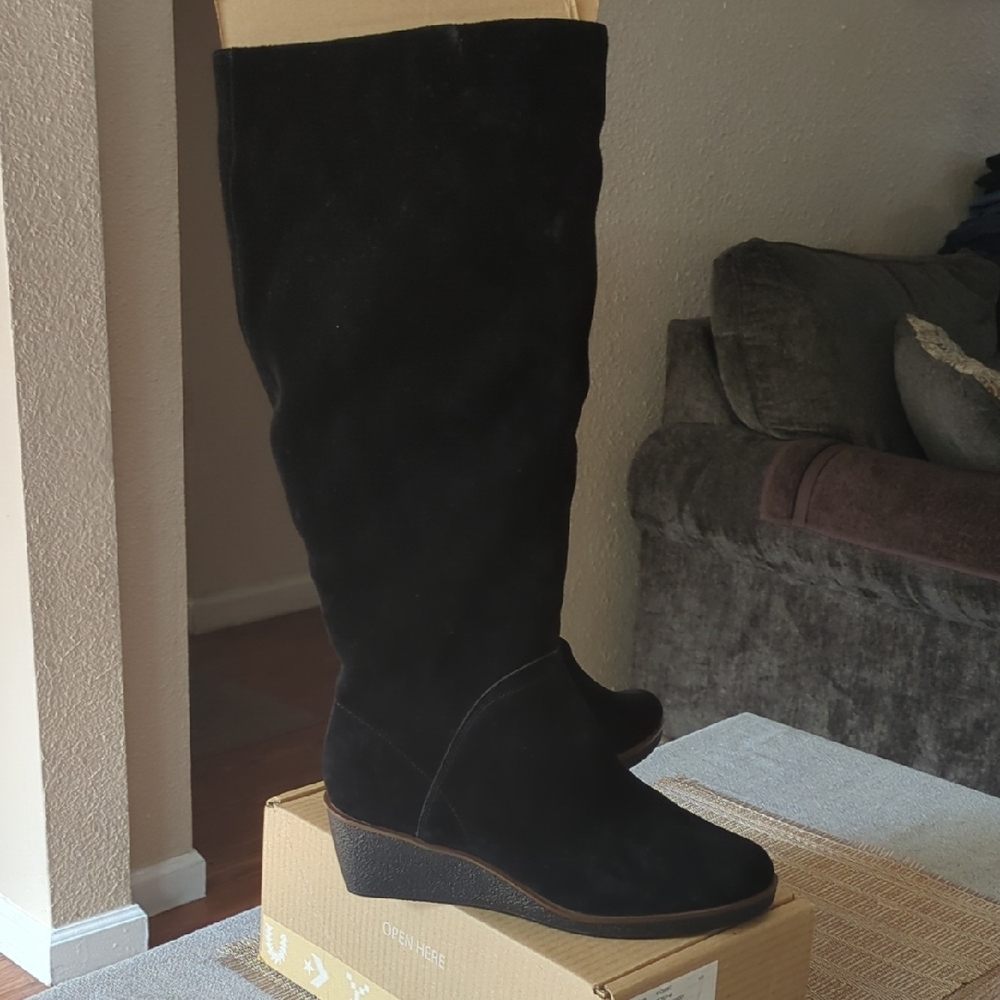 Aerosoles Black Suede Knee-High Boots